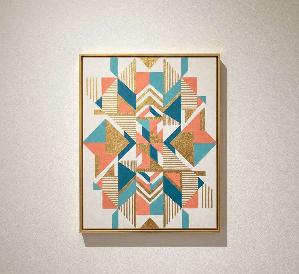 Handmade wall art with geometric patterns